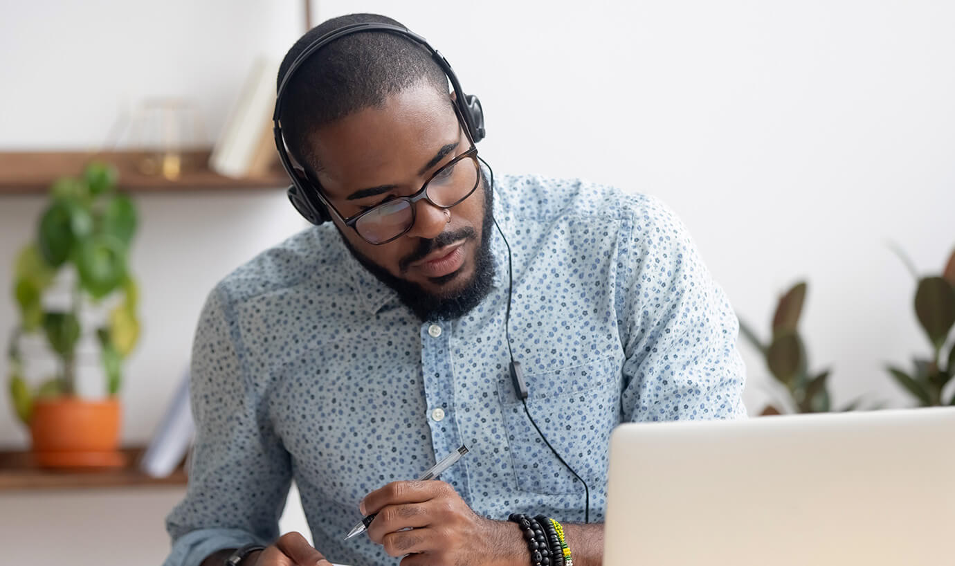 A man taking an online class